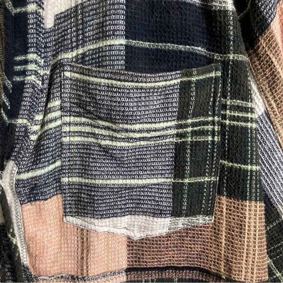 Free People shirt jacket Medium Cozy in Plaid top black oversized grunge chore - Picture 8 of 11